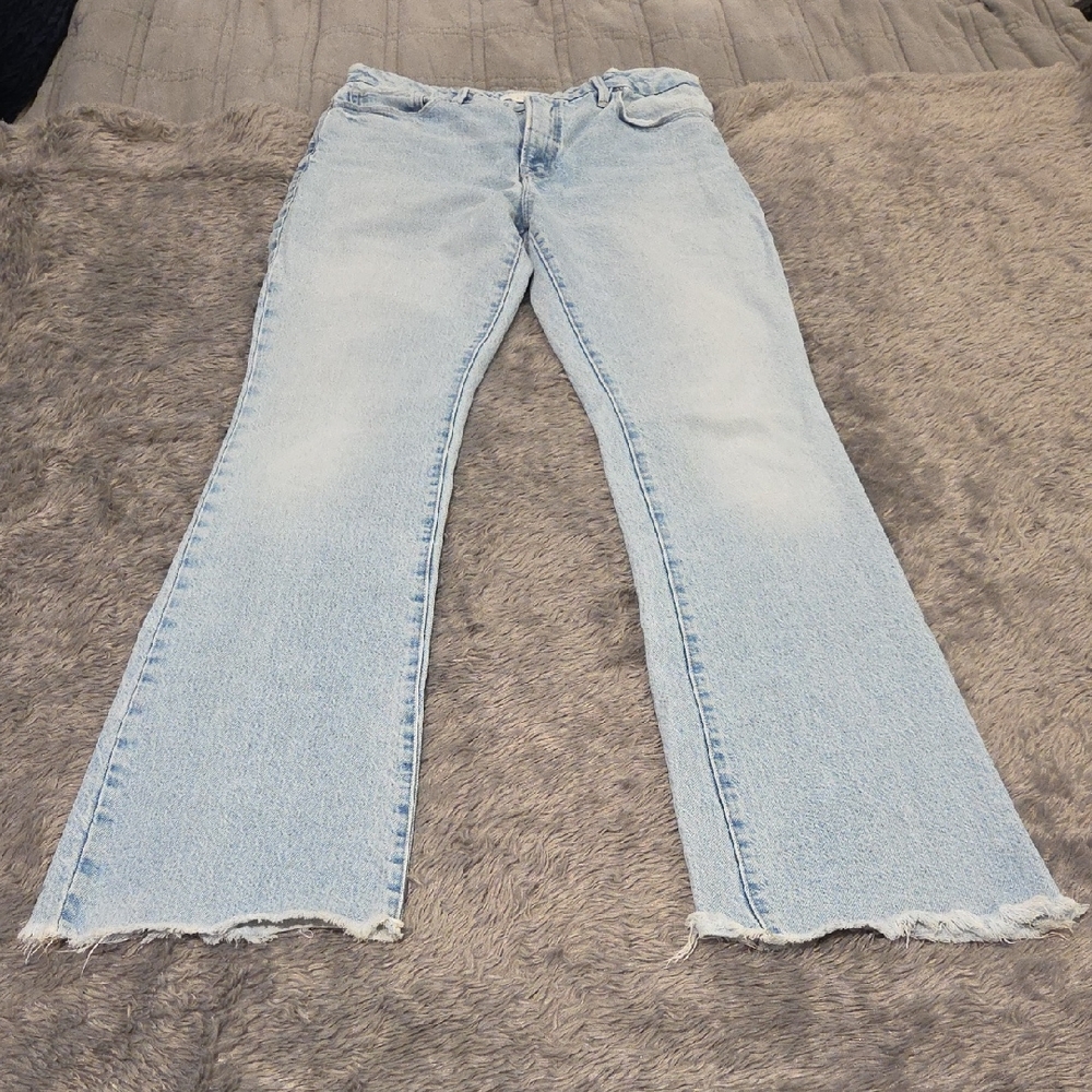 Good American Sky Blue Wide Leg Jeans